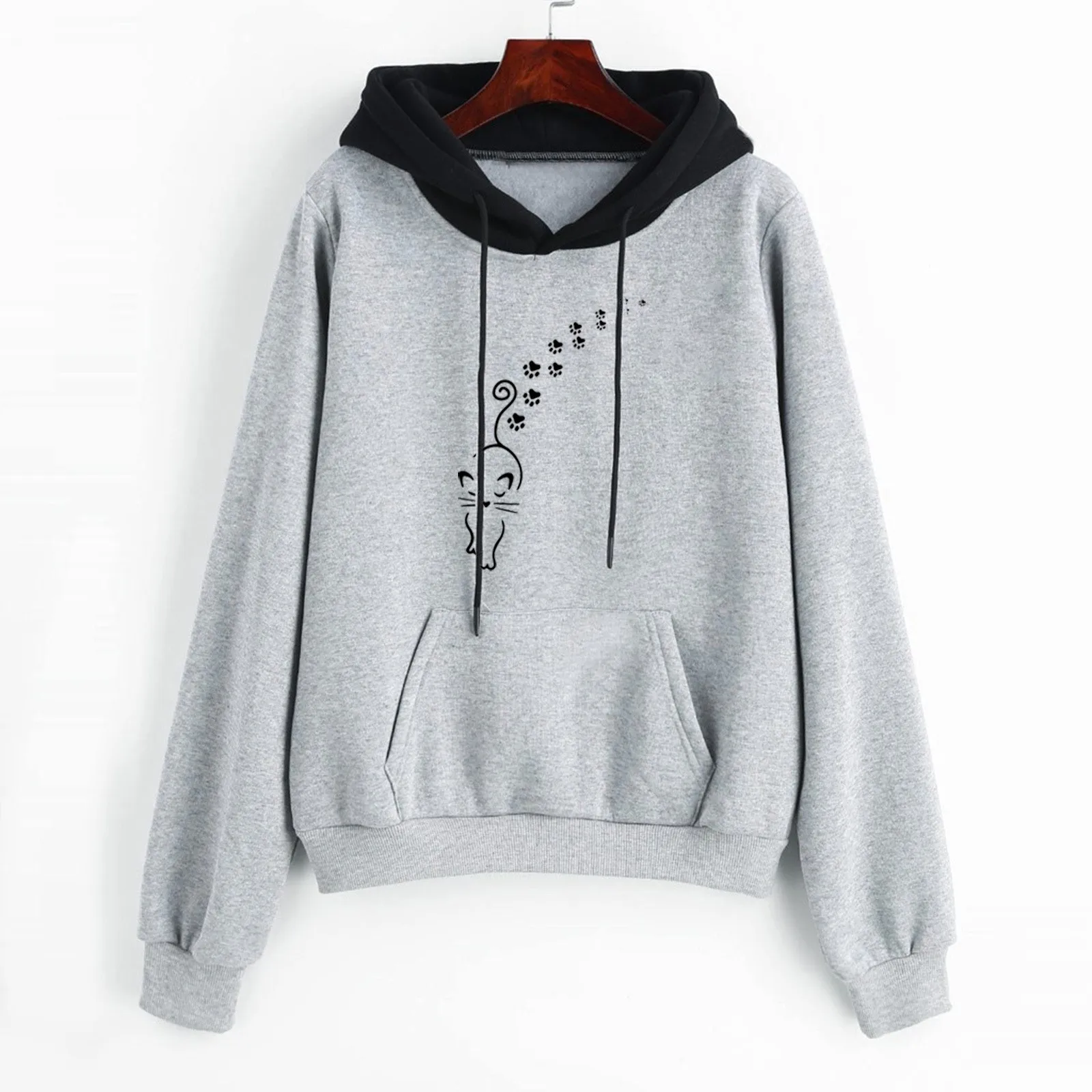 

Fashiong Sweatshirt Women Casual Long Sleeve Pouch Pocket Kawaii Pullover Hoodie Topsudaderas Y2k Куртка Женская Кофта Худи