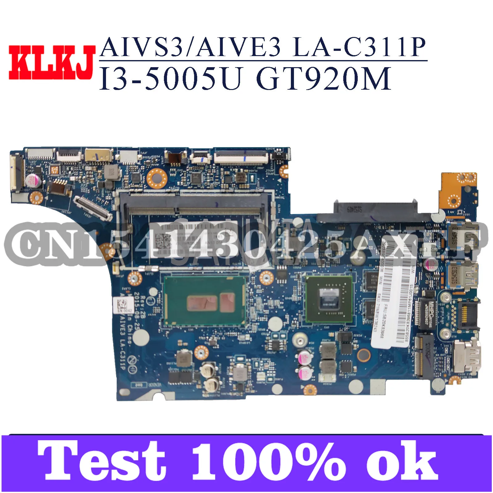 

KLKJ LA-C311P материнская плата для ноутбука Lenovo IdeaPad U31-70 оригинальная материнская плата I3-5005U GT920M