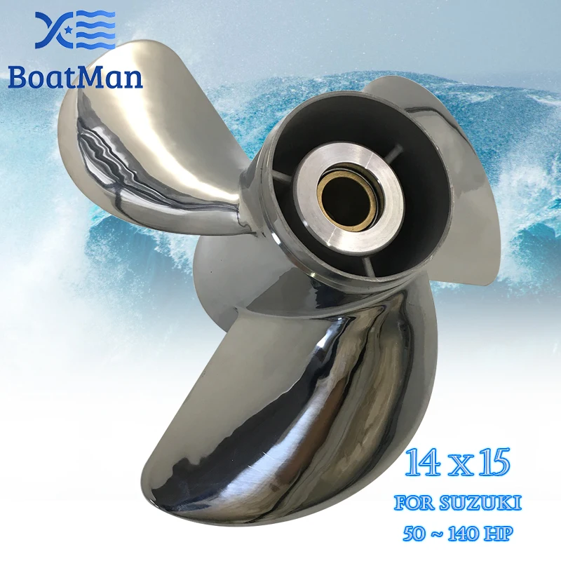 

Outboard Propeller 14x15 For Suzuki Engine 50-140 HP Stainless Steel 15 Tooth splines Outlet Boat Parts SS14-0000-015