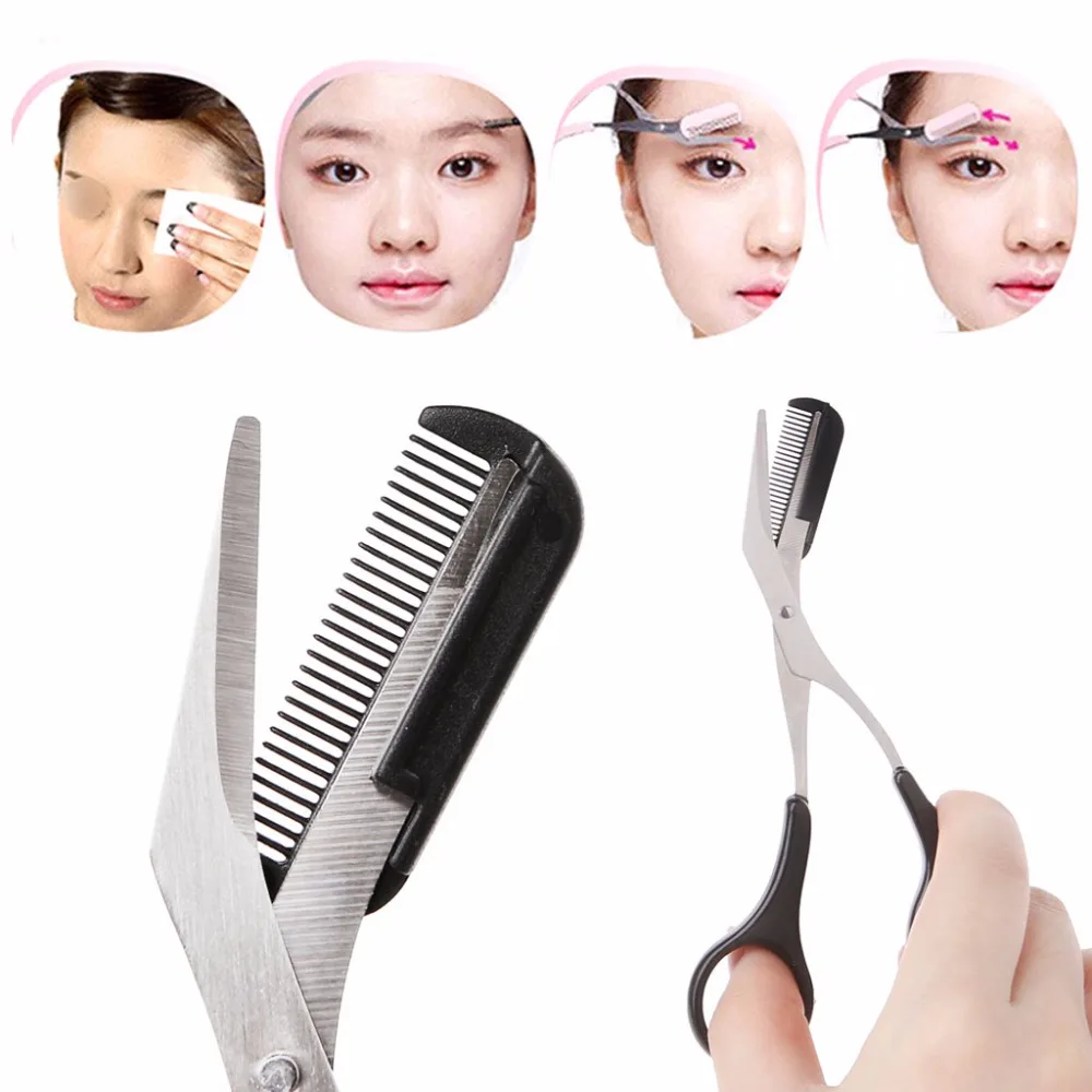 

Women Stainless Steel Eyebrow Shaping Cut Scissors Comb Hair Remover Beauty Tool Shaver Makeup Tools Hair New Design