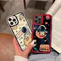 cartoon astronaut blue shockproof phone case for iphone 7 8 plus 12 11 13 pro max xs x xr se2020 cute camera protection cover