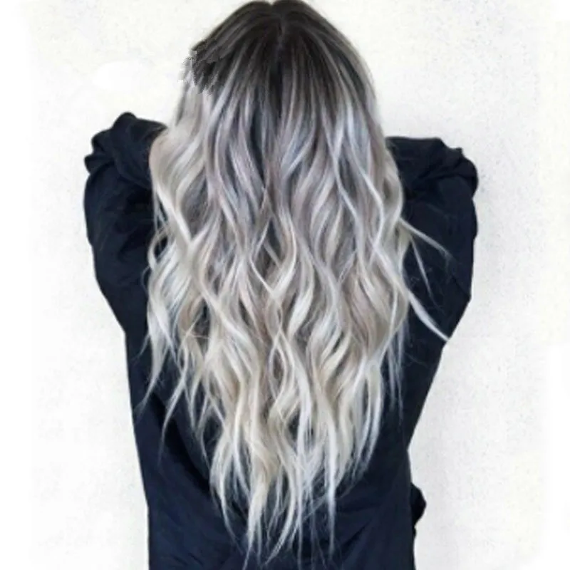 

Hot style wig silver staining gradient female curly hair rose network now anime wigs green wig