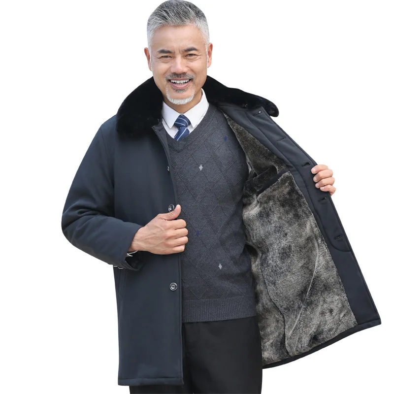 

Стеганое пальто, мужской пуховик, Утепленная зимняя стеганая куртка среднего возраста, Мужская стеганая куртка Grandfather'S Cotton Padded-40