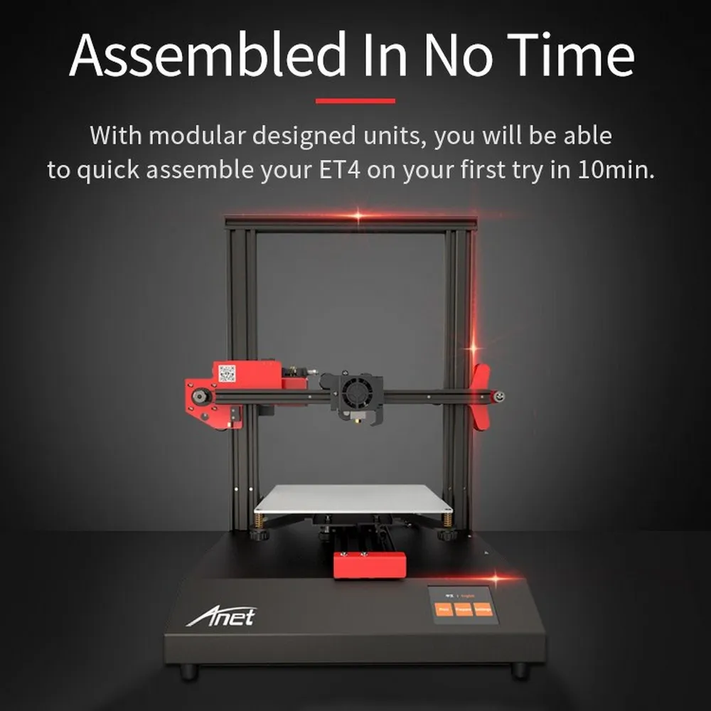 

2.8' High Precision Printer Anet ET4 3D Printer Touchscreen Resume Power Failure Printing Filament Run Out Detection CNC Router