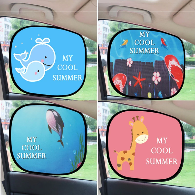 

2pcs Car Side Window Sunshade Cartoon Patterned Auto Sun Shades Protector Foldable Car Cover for Baby Child Kids Car Styling