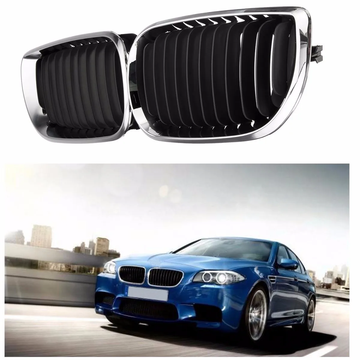 Глянцевая черная Автомобильная Передняя M color решетка радиатора для BMW E46 седан 4