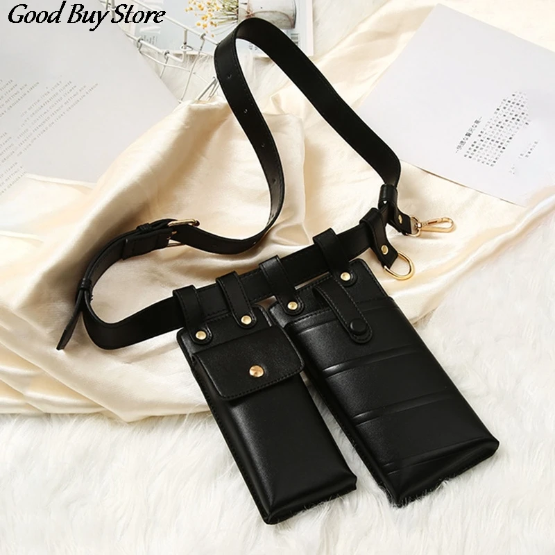 

Vintage Leg Thigh Bags Gothic Punk Rivets Belt Packs Steampunk Fashion Shoulder Pouch Black Leather Waist Bag 2 Pockets Pack