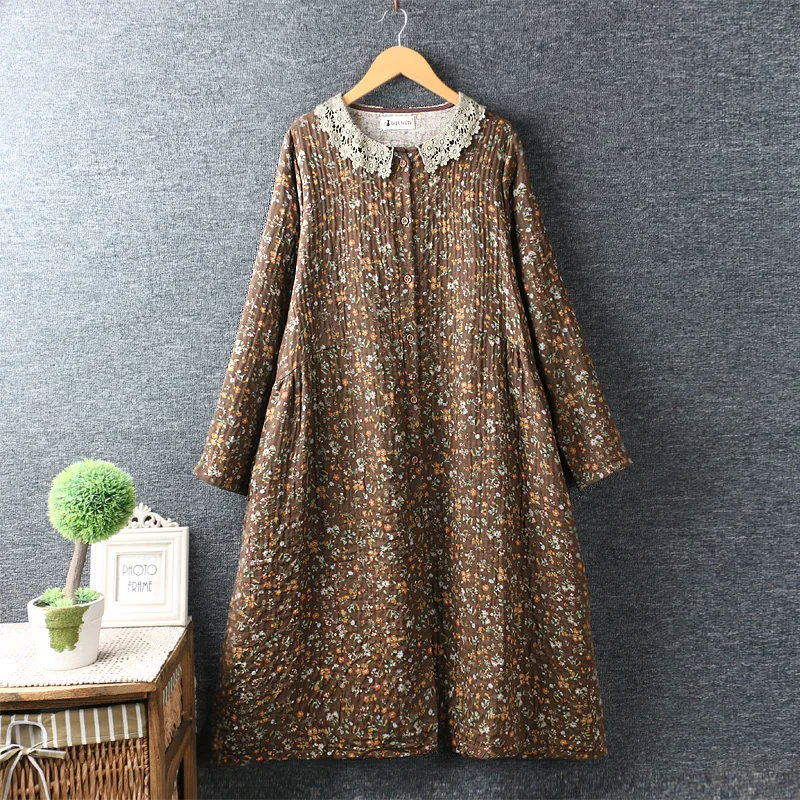 Японское платье Mori для девочек большого размера хлопковое льняное на пуговицах с