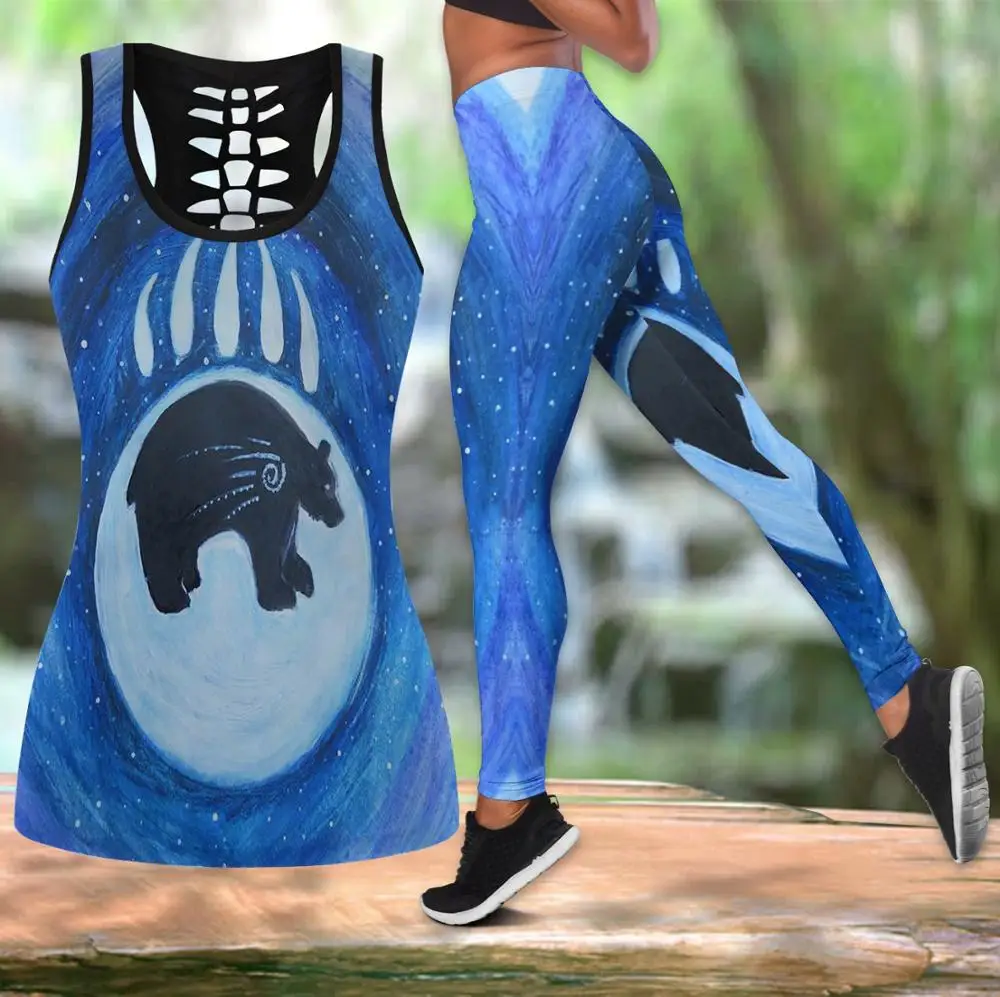 

3D Printed Animal Bear Hollow Tanktop Women Sexy Vest Girls Fashion Tank tops Blue Clothes ropa mujer Oversized Drop ship F222