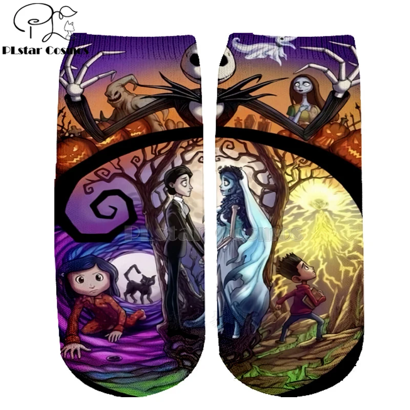 Хлопковые носки PLstar Cosmos nightster before christmas jack skellington разноцветные брендовые теплые короткие носки Хэллоуин-3