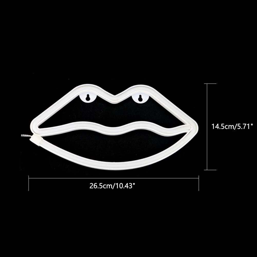 Неоновая светодиодная подсветка в виде губ светильник с питанием от