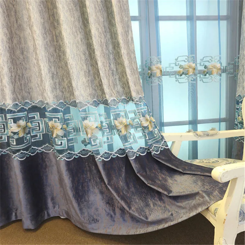 Шторы с вышивкой в европейском и американском стиле занавески на окна тканевые