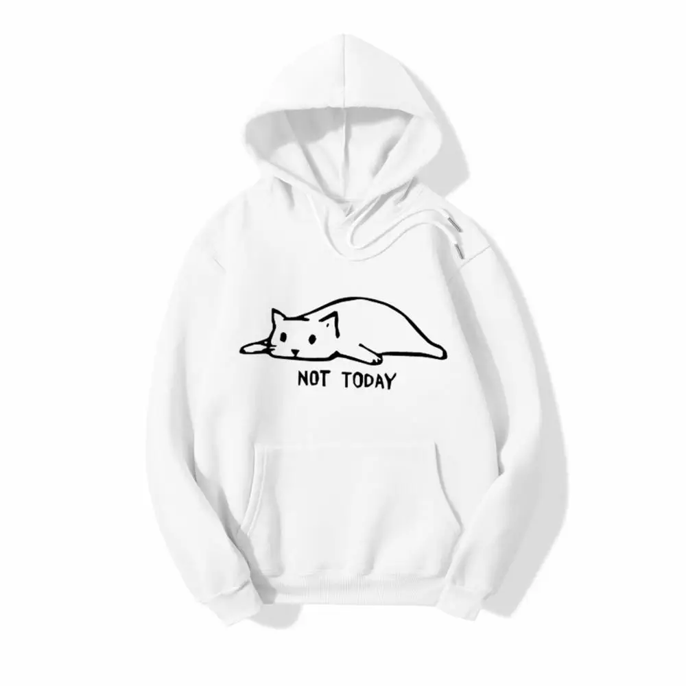 

New autumn and winter women's thick hoodie sweatshirt fashion printing lazy cat pure cotton warm sweatshirt hoodie