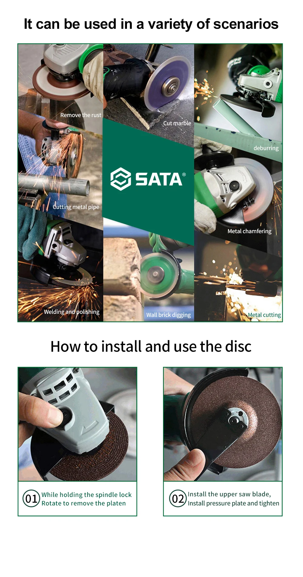 SATA 8 шт многофункциональная угловая шлифовальная машина 220 В Бытовая 750 Вт машина для резки колес полировальная шлифовальная машина