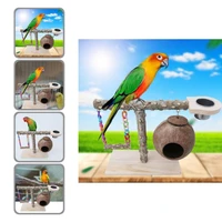 thicker practical coconut birds nest playstand easy installation wood parrot stand toy stability for fowl