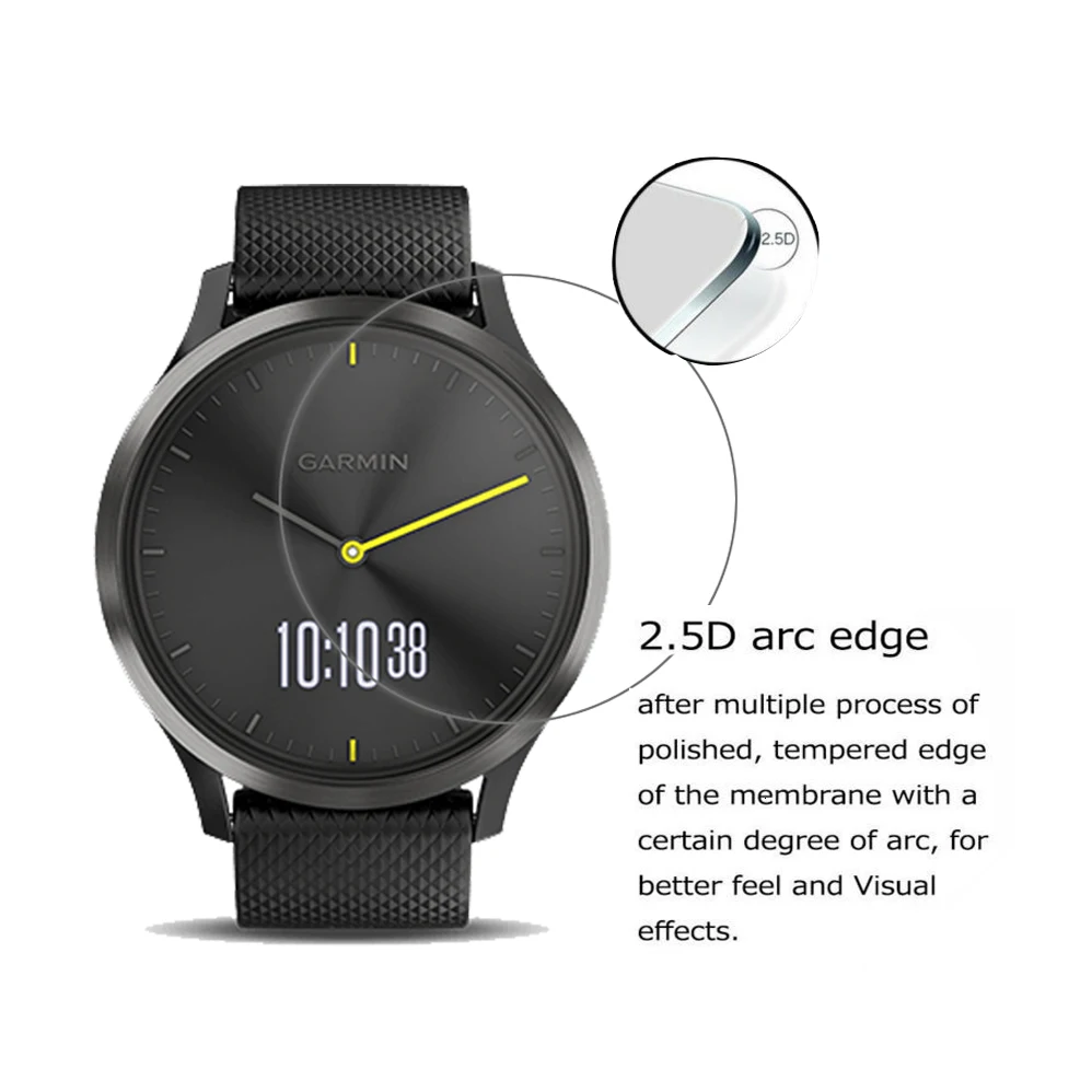 Прозрачная защитная пленка для экрана Garmin Vivomove HR 0,3 мм 2.5D из закаленного стекла