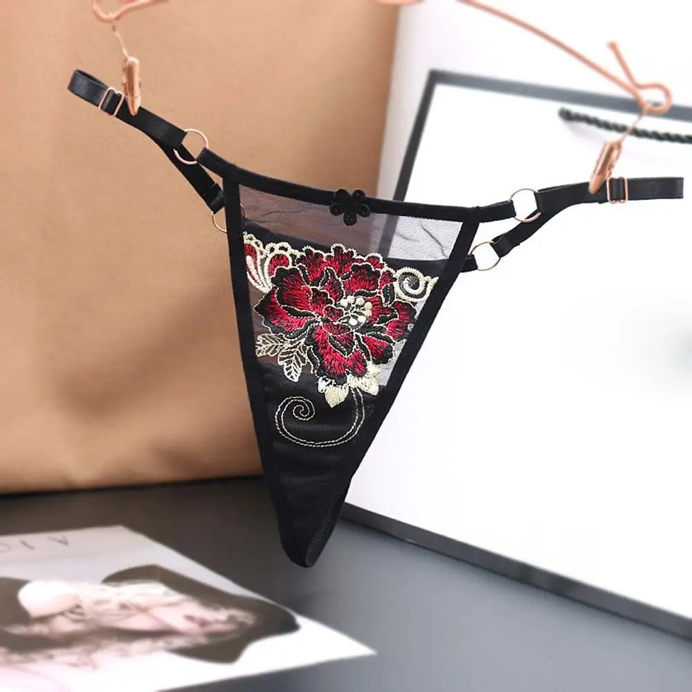 Трусики женские кружевные регулируемые с вышивкой и бабочкой | Женская одежда