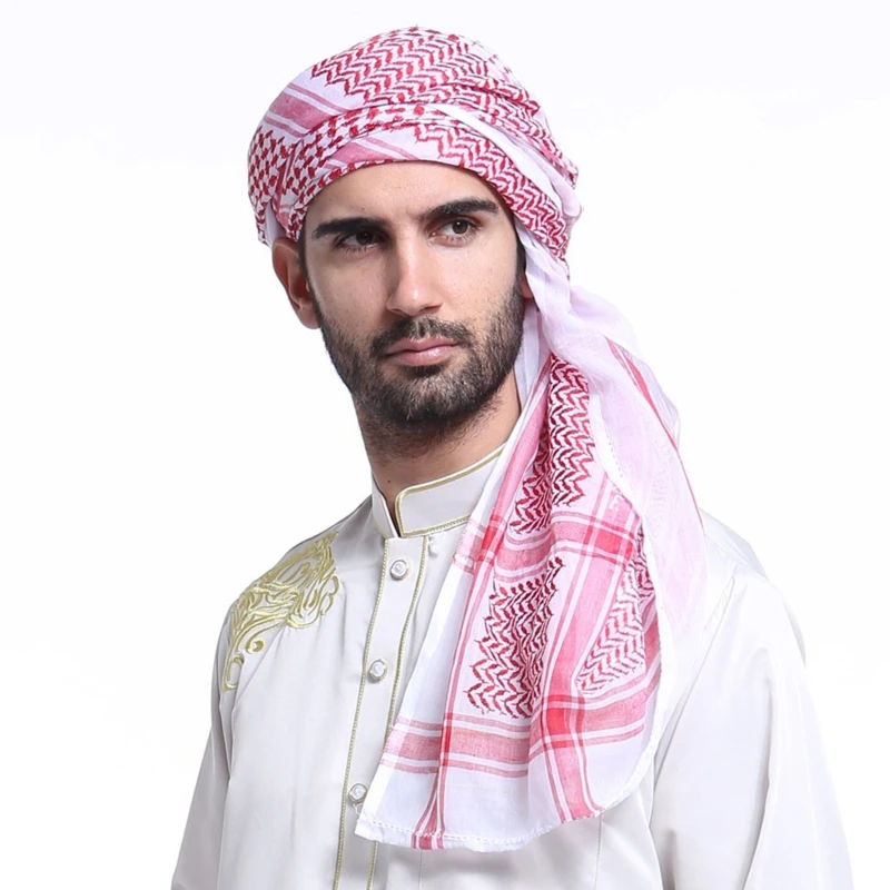 

Islamic Clothing Man Saudi Arabic Dubai Traditional Costumes Muslim Accessories Turban Praying Hat Plaid Headscarf 140*140cm
