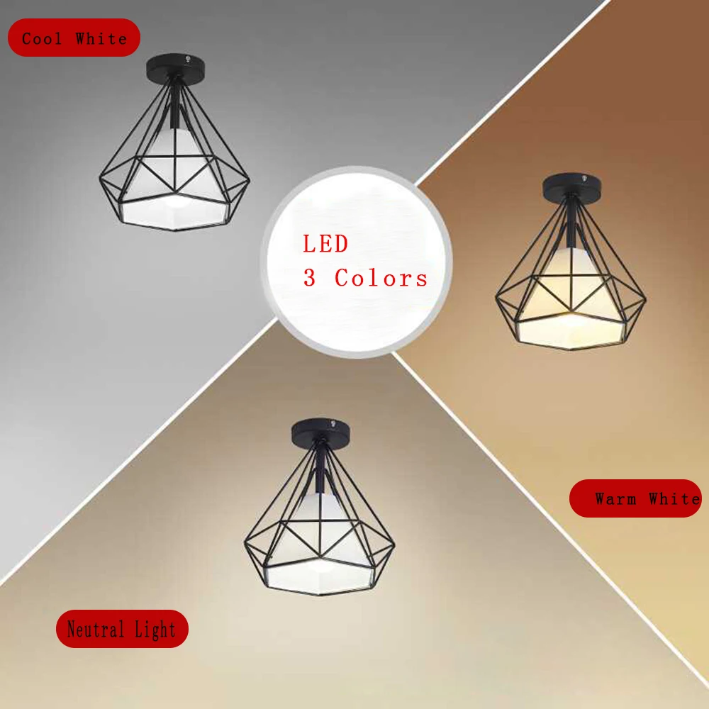 3 Colors Vintage Rustic Ceiling Light Metal Retro Lamp Fixture for Living Room Corridor Aisle 220V E27 Black | Лампы и освещение