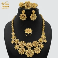 jewelery set wedding necklace for womens dubai bridal rings bracelet earrings gold color hawaiian jewelry sets accessorie gift