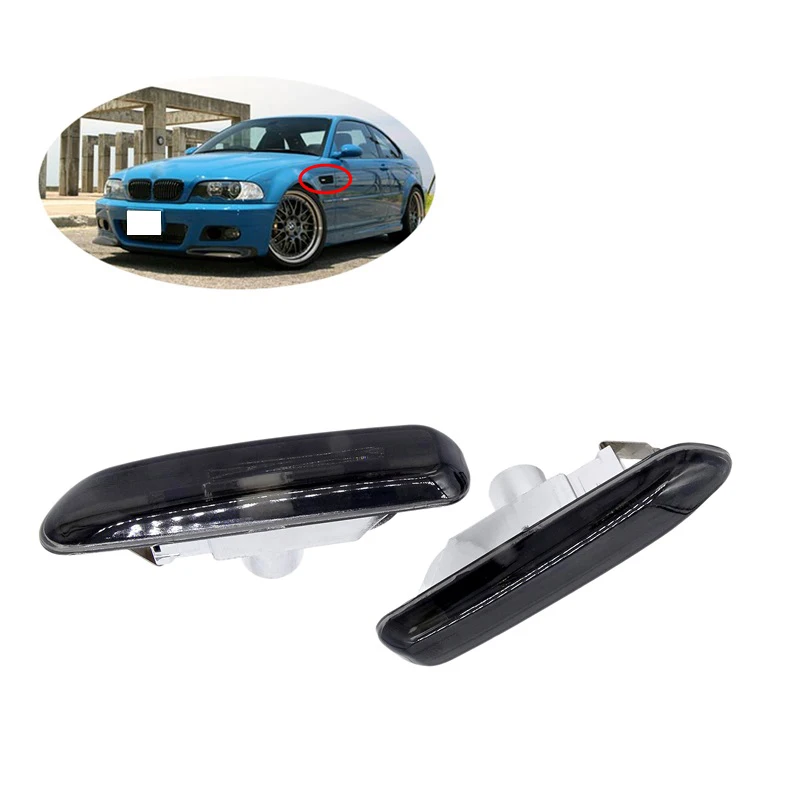 

For BMW 3 Series E46 316I 318I 325I X3 E83 E90 4D/2D 1999-2003 A Pair ABS Smoke Lens Side Turning Singal Linghts Marker Lamp