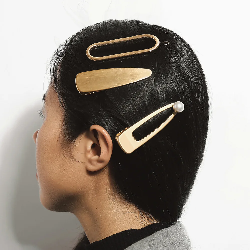 

ins Creative Geometric Metal Hairpin Women Girls Retro Simple Side Clip Hairwear Fashion Jewelry Hair Styling Accessories 2021