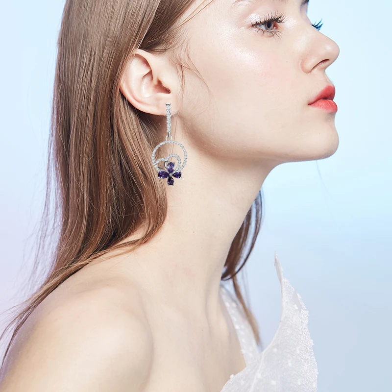 Ayowei Большая распродажа фиолетовый кубический циркон серебряного цвета