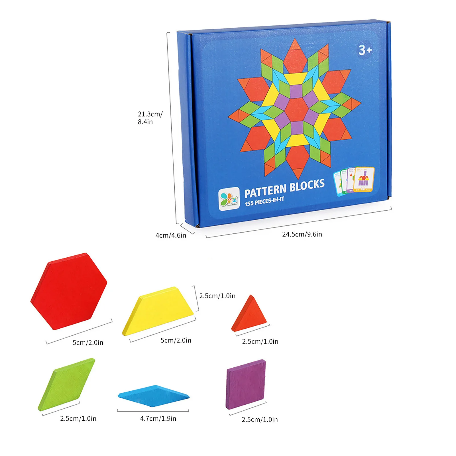 Набор деревянных блоков с рисунком Монтессори 155 шт. настольная геометрическая