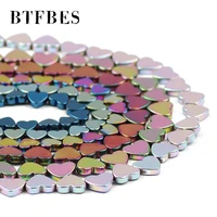 peach hearts hematite natural stone goldpurpleblackbluegreen charm loose beads for jewelry making wholesale diy bracelets