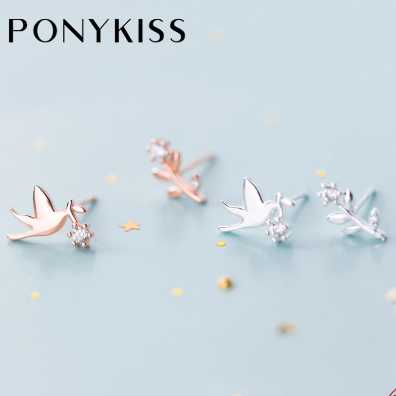 

Серьги-гвоздики женские из серебра 100% пробы, асимметричные, с цирконом