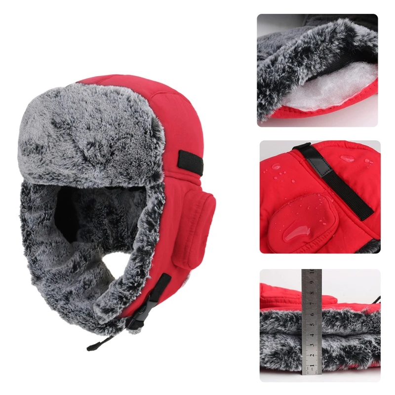 

Men Women Winter Warm Trapper Hat Outdoor Windproof Thicken Plush Lining Russian Ushanka Snow Ski Hunting Earflap Cap