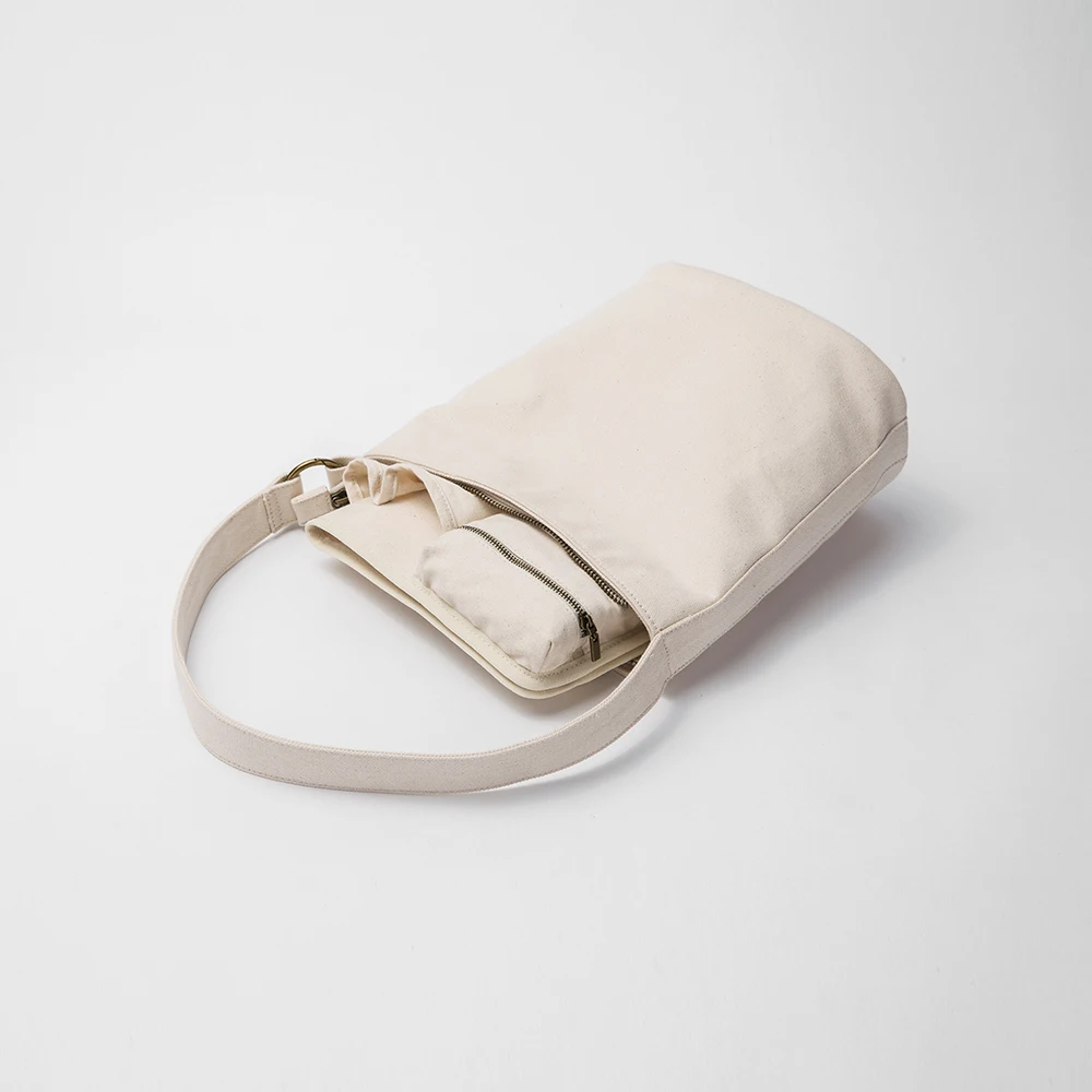 

Pure cotton canvas bag support bucket bag liner bag middle bag ins simple multi-pocket female makeup pen bag
