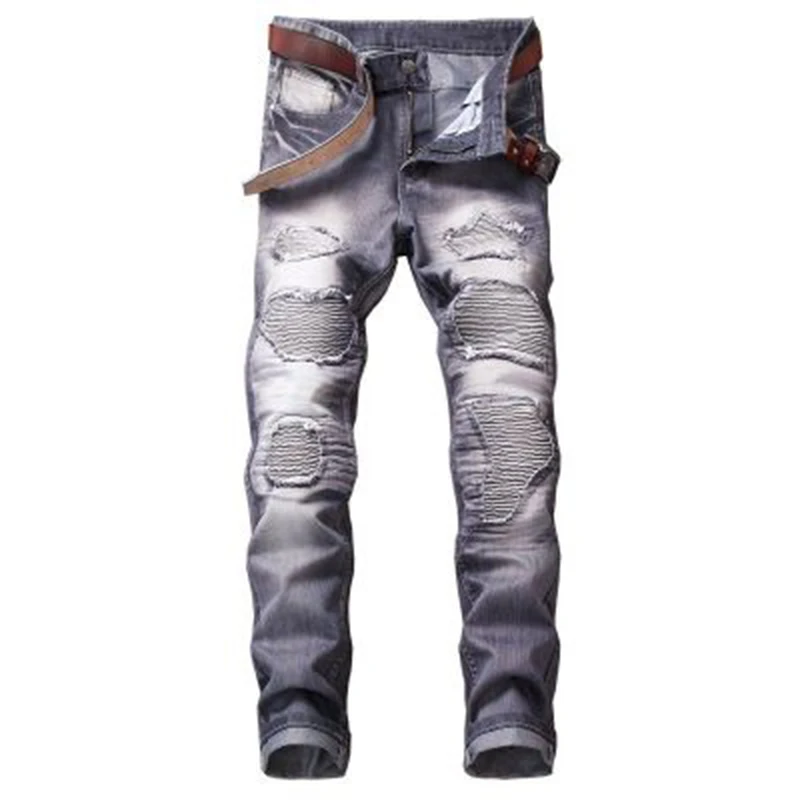 

Jeans men's five-color color trousers ripped multi-color motorcycle trendy pants casual sports men's trousers