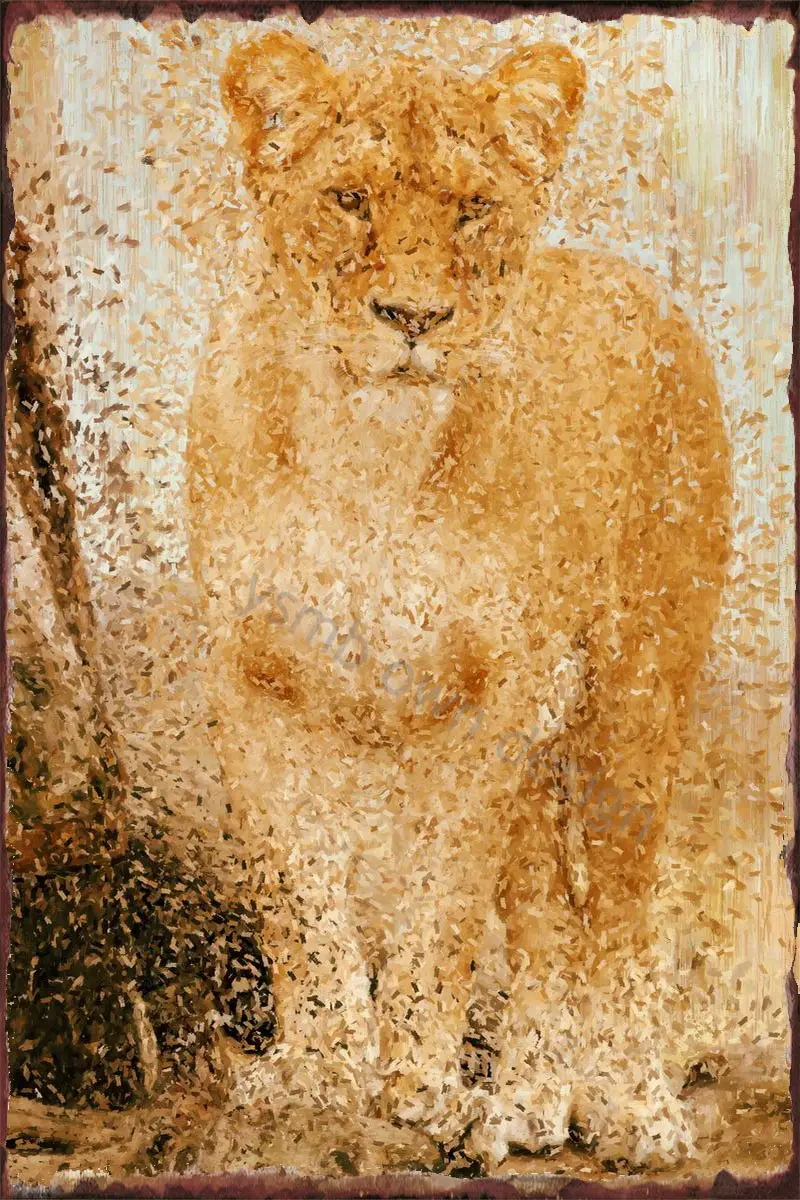 

Жестяные тарелки с тигром, декор для стен, комнатное украшение в стиле ретро, винтажный металлический знак, жестяной знак для художественно...