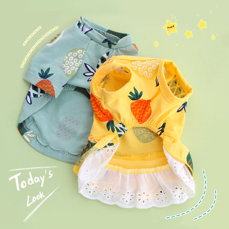 Ананас пара Одевается как собаки летние тонкие ПЭТ Пупс стрижки животных сошек