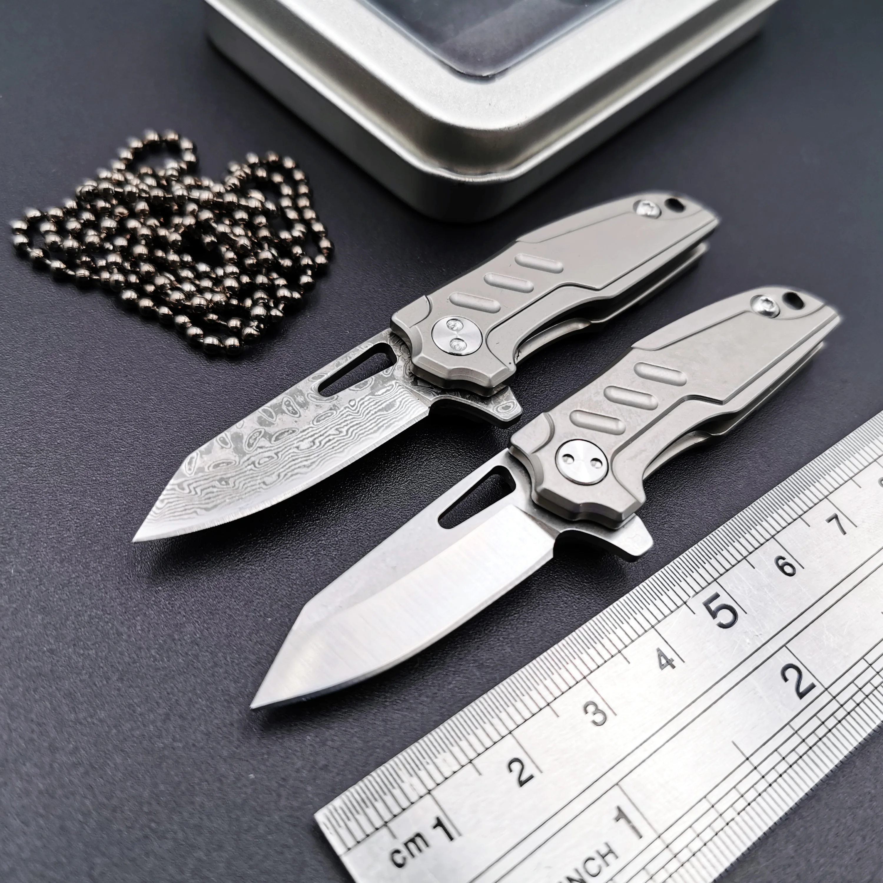 Мини Складной нож D2/дамасское Лезвие сталь TC4 титановая ручка для кемпинга