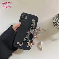 wrist chain case for iphone 12 pro max 7 8 plus xr xs max se silicon cases iron chain butterfly chain hanging case for iphone 11