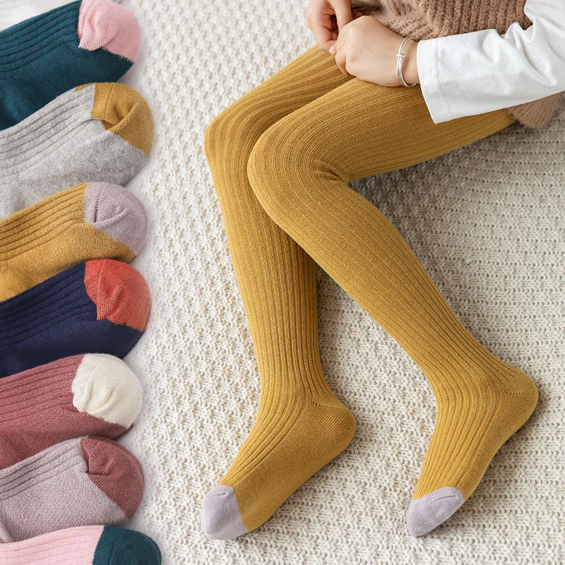 

Baby Autumn Winter Tights Baby Toddler Kid Girl Ribbed Socks Cotton Warm Pantyhose Solid Candy Color Tight 0-6Years