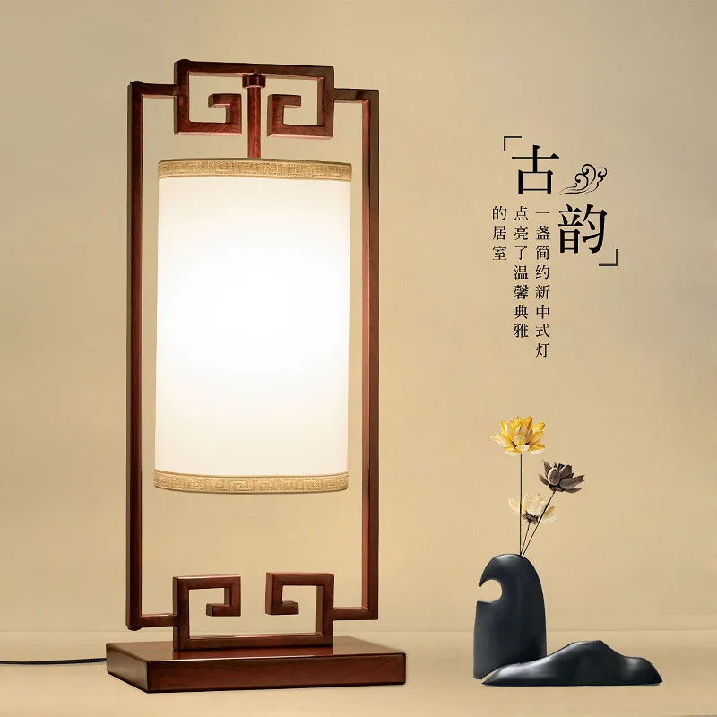 Новый китайский стиль классические железные красные настольные лампы современный креативный тканевый светодиодный сенсорный выключатель лампа для прикроватной тумбочки, фойе и студии JX004