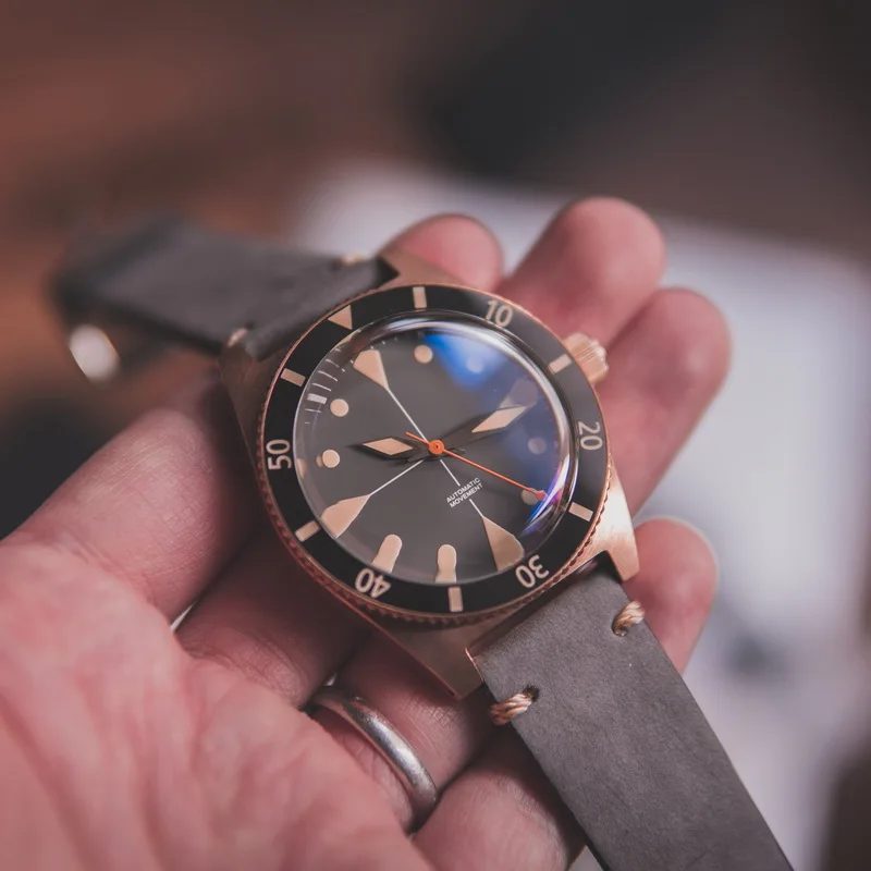 Часы мужские автоматические бронзовые водонепроницаемые швейцарские