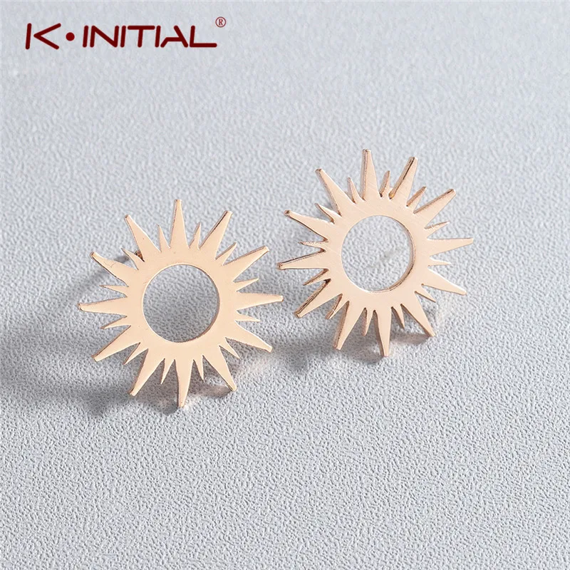 

Kinitial Stainless Steel Sun Stud Earring For Women Boho Jewelry Vintage Geometric Earrings Gift Party Wedding Boucle D'oreille
