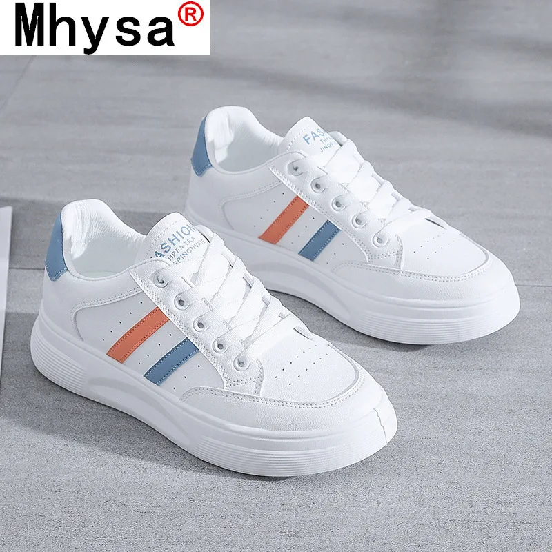 

Spring Women Shoes 2021 Fashion Women's Vulcanize Shoes New Women Casual Shoes Lace-up Solid Color PU Leather White Sneakers