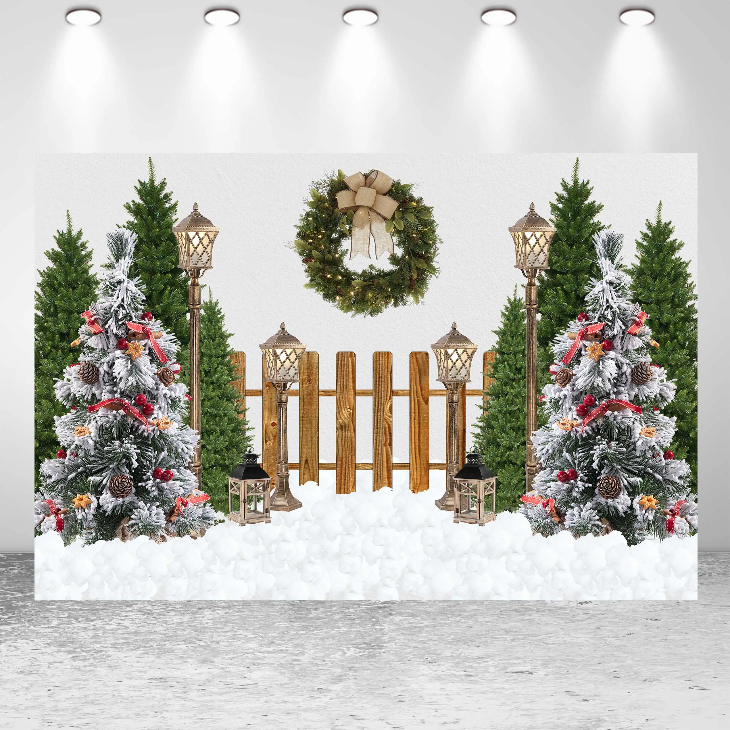 

Seekpro Winter Christmas Backdrop Decorated Trees Family Child Baby 's Birthday Art Portrait Background For Photo Studio Shoot