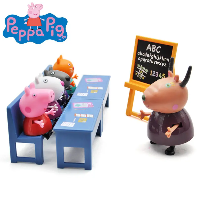 Оригинальная игрушка Peppa, Свинка Джордж, фигурки, кукла Peppa, друзья, любовь, обучение, классная сцена, развивающие игрушки, Детский Рождественский подарок