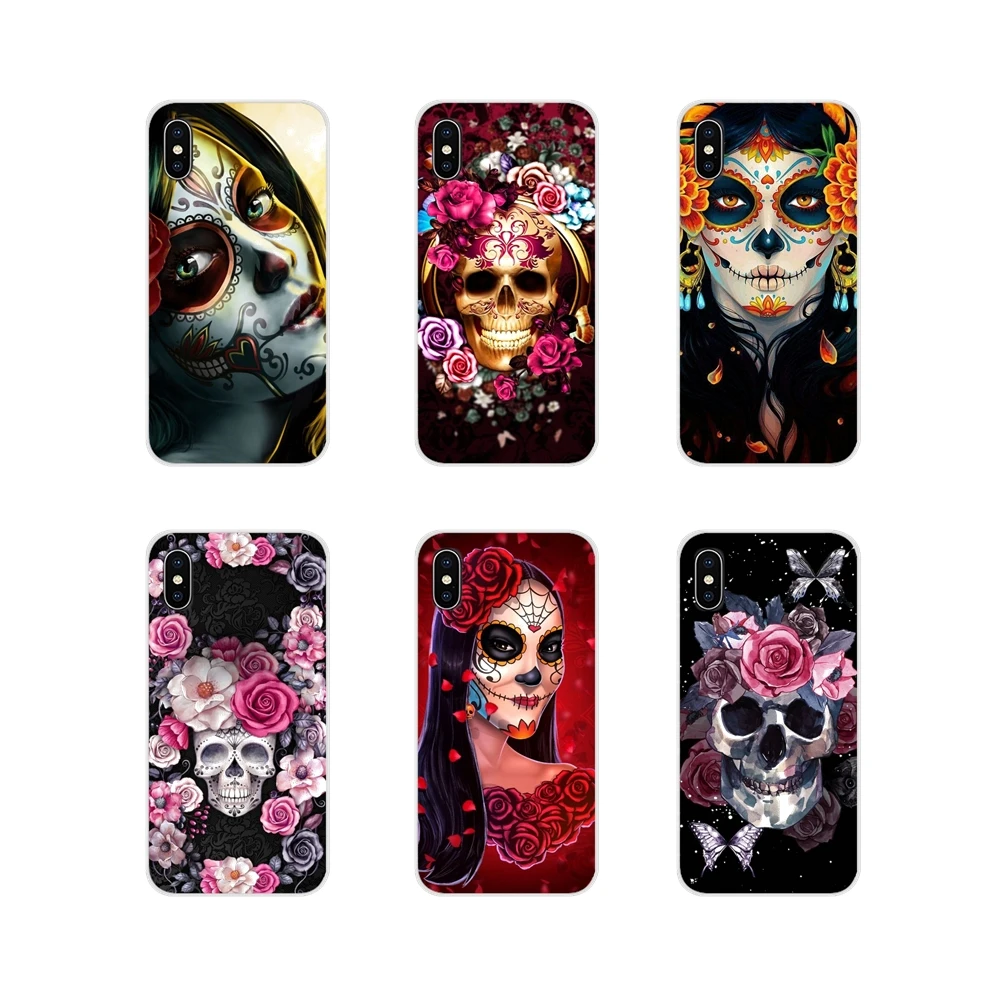 ТПУ чехол Catrina красивая Роза девушка череп искусство Классический для Apple iPhone X XR XS