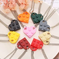 fashion punk heart brick couples love necklace for dainty lego elements friendship necklaces valentines gift women men jewelry