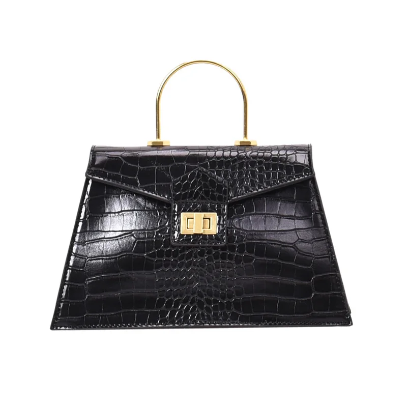 

Crocodile pattern Totes With Metal Handle 2020 New High-quality PU Leather Women's Designer Handbag Lock Shoulder Messenger Bag