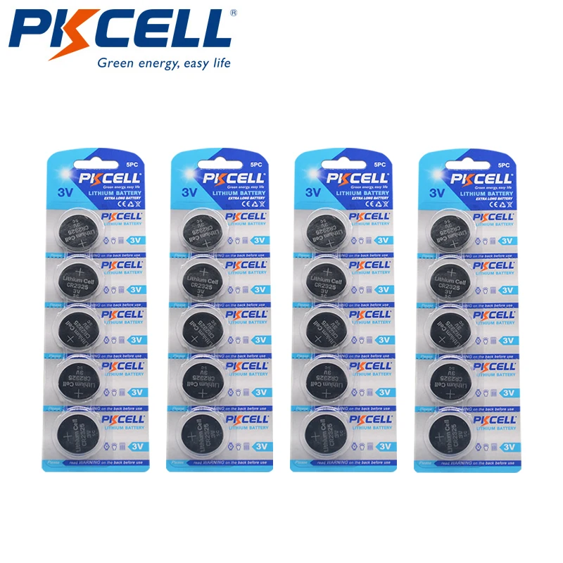 20 шт/лоток PKCELL CR2325 3V литиевая батарея BR2325 ECR2325 DL2325 CR 2325 кнопочная монета для часов