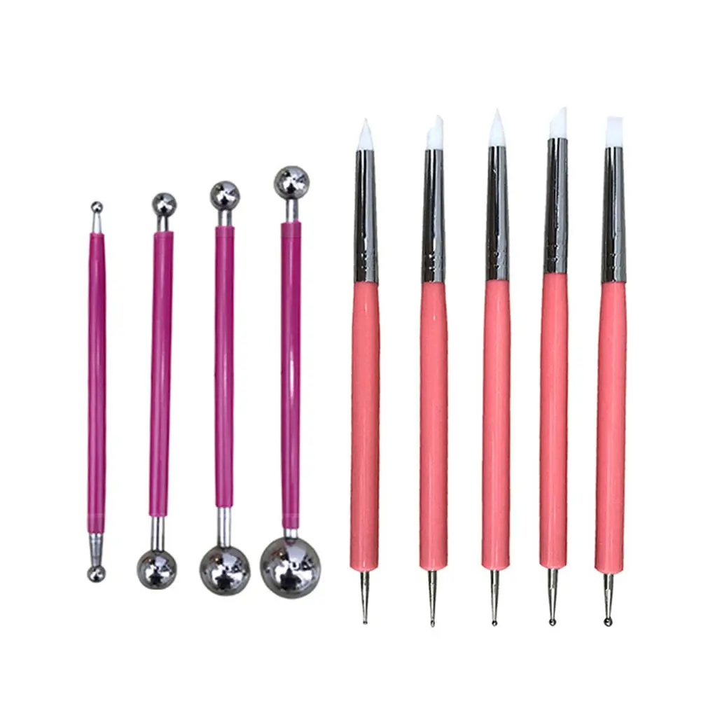 

9pcs Ball Stylus Dotting Tools Set for Embossing Pattern Clay Pottery Ceramics Flower Carving Sculpting Modeling SGA998