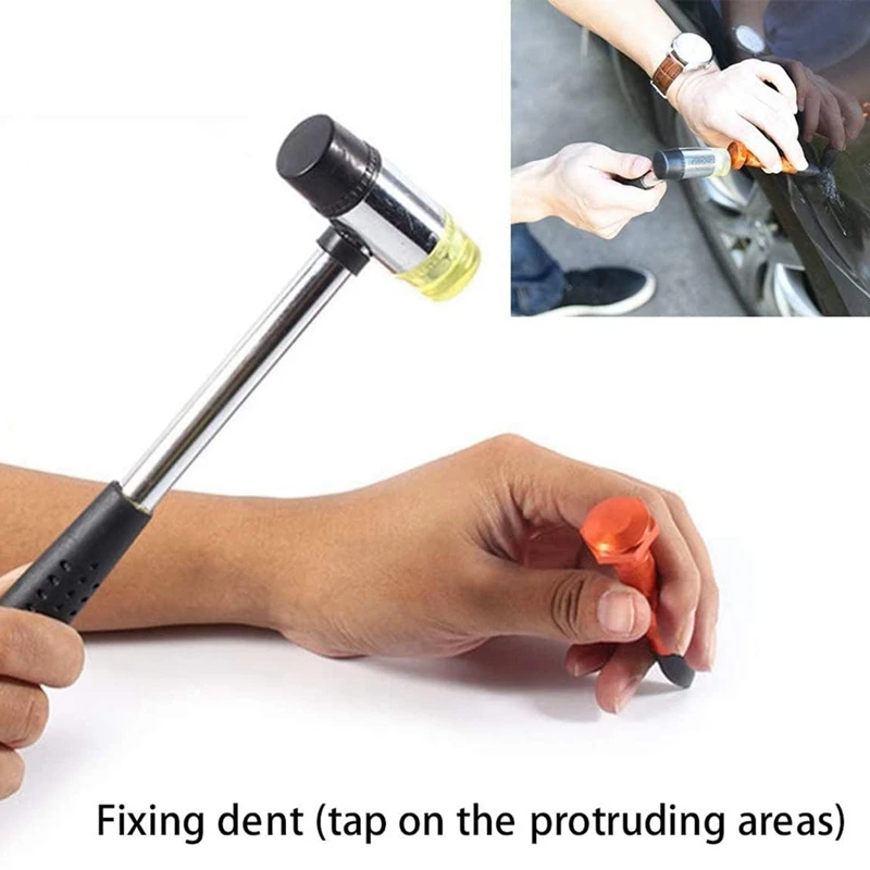 

10Pcs Car Body Paintless Dent Repair Tools with Knock Down Head Tap Down Tools Set Dent Repair Kit